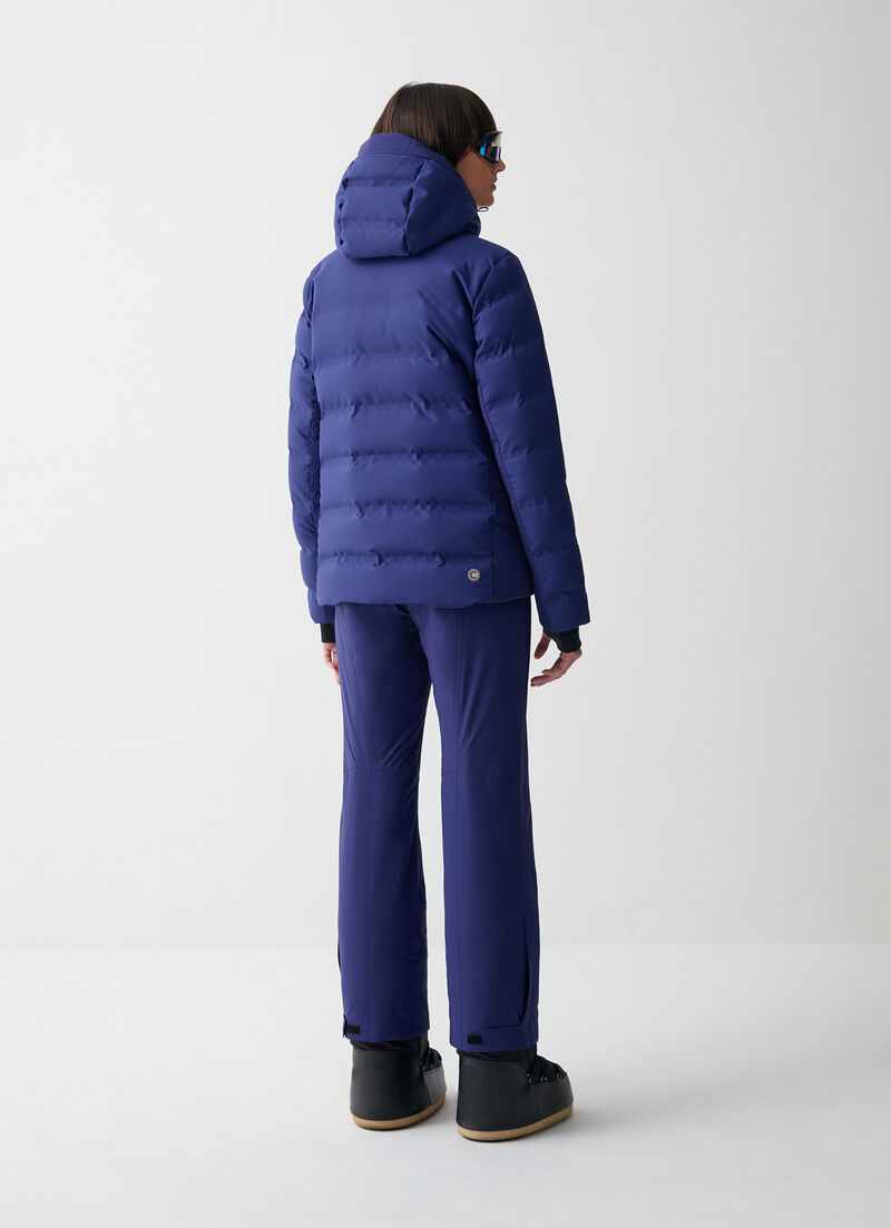 Extra-warm down ski jacket with neck warmer