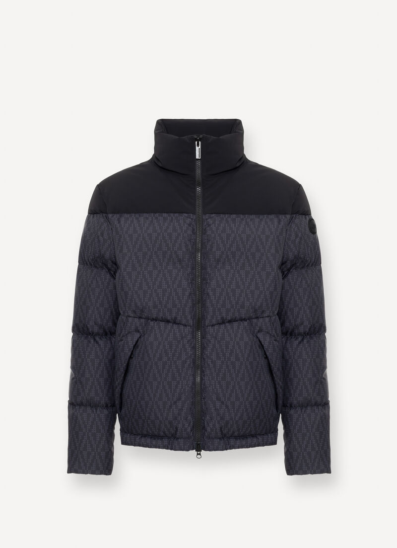Down jacket with geometric print
