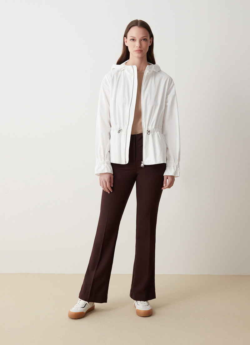 Hooded cotton-look fabric jacket