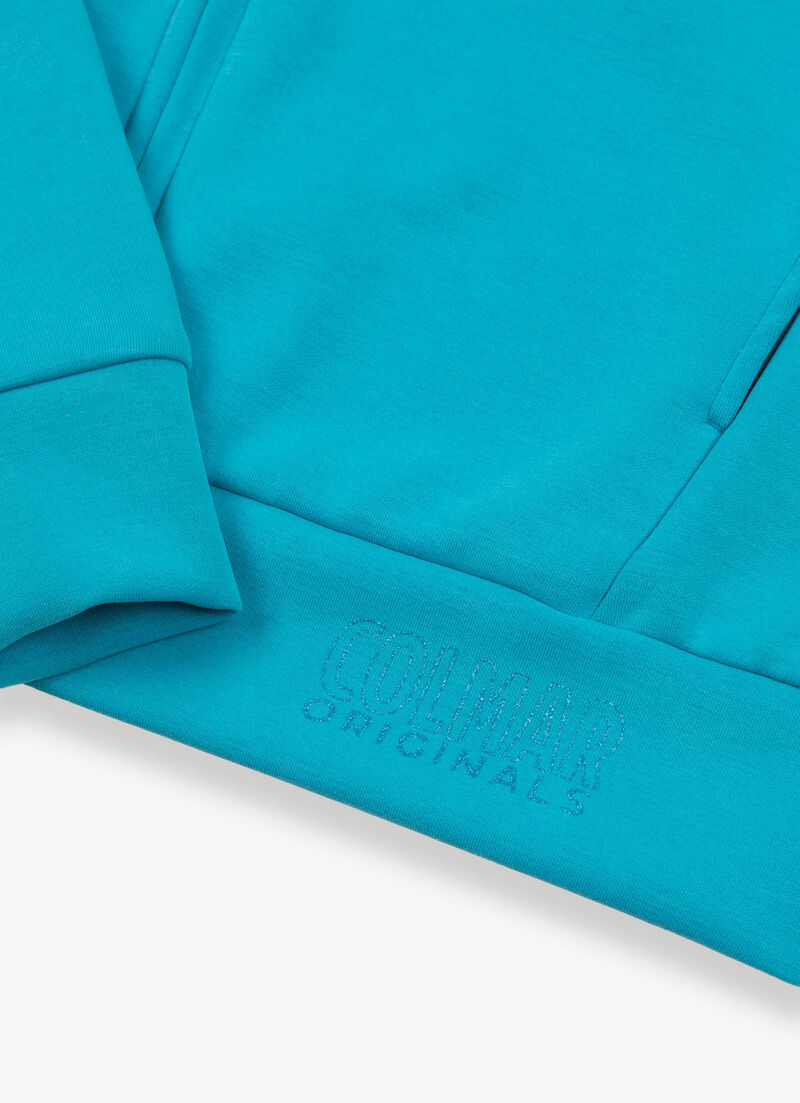 Full-zip sweatshirt with glittery logo print