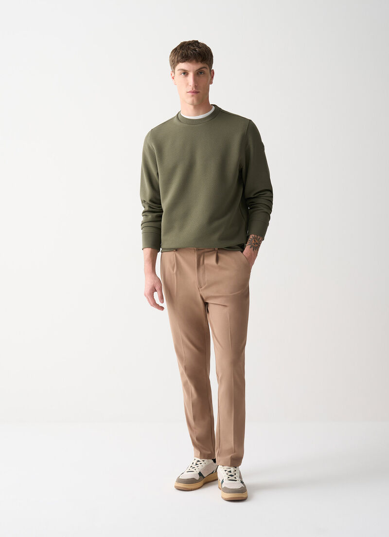 Round-neck jacquard sweatshirt