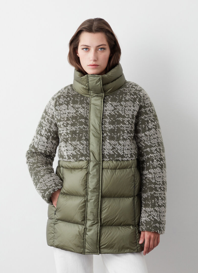 Jacquard down jacket with padded collar