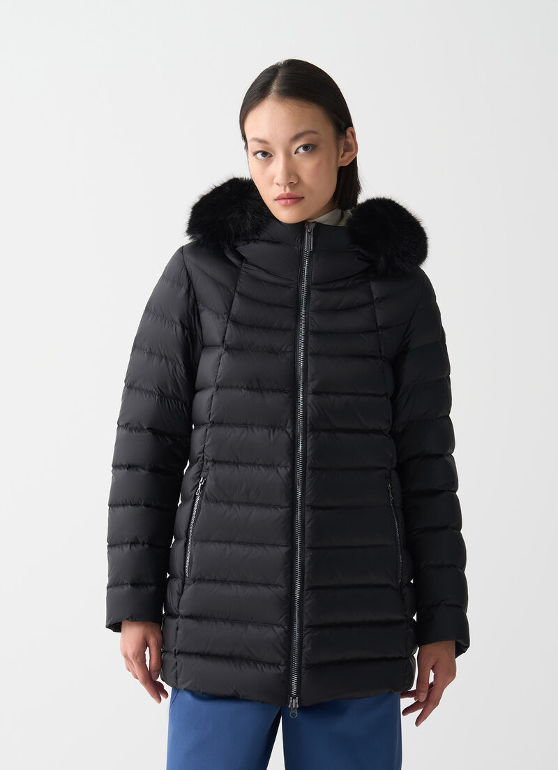A-line down jacket with fur