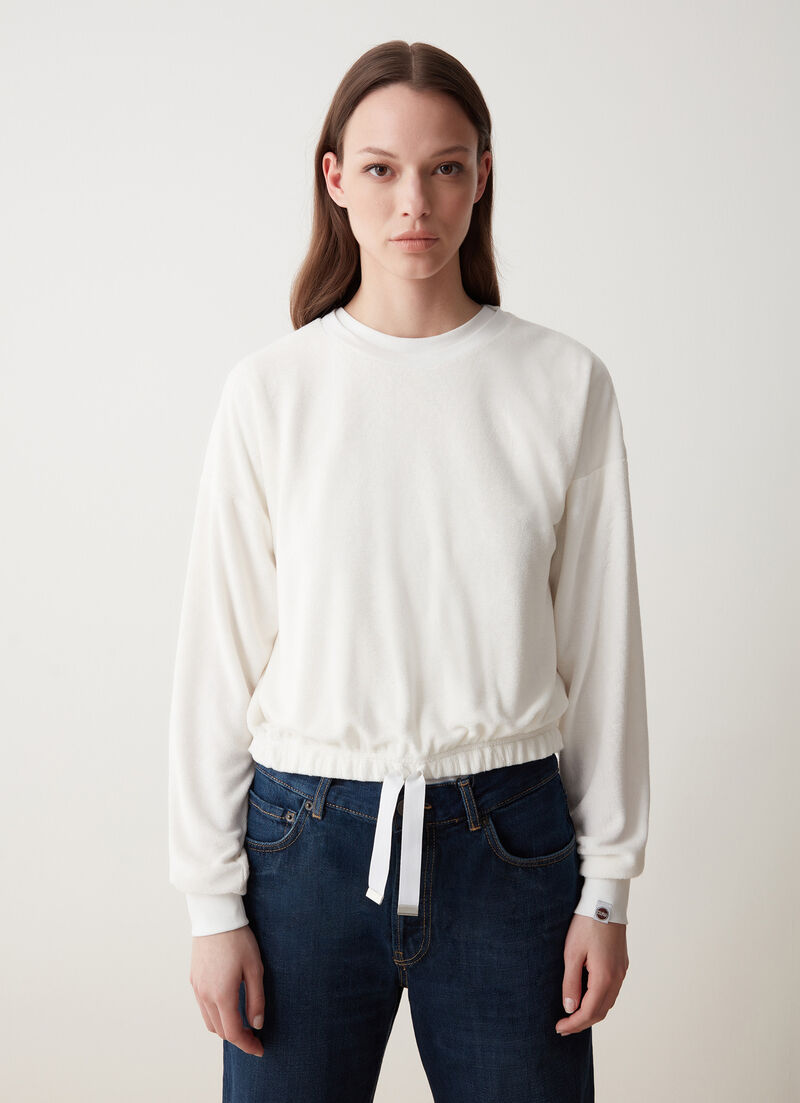 Chenille round-neck sweatshirt