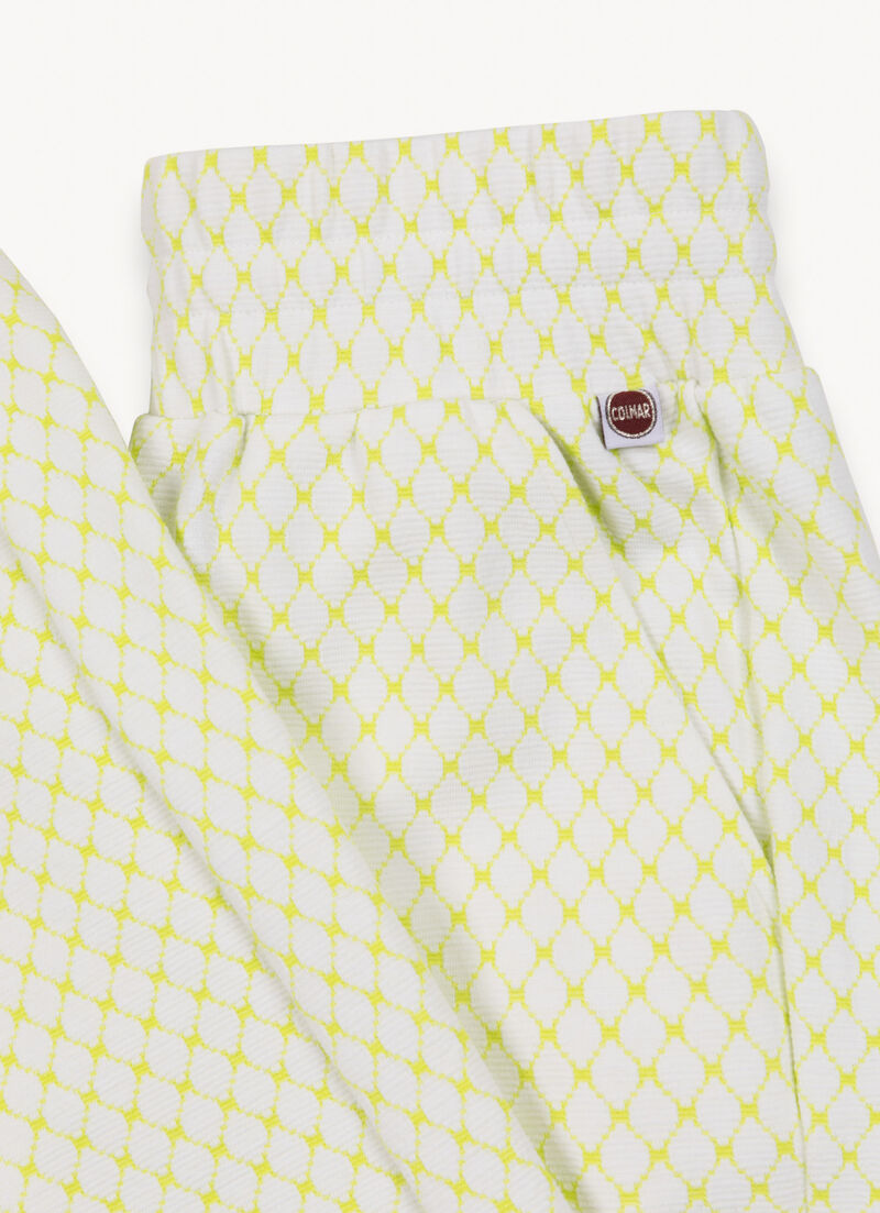 Geometric-design interlock trousers