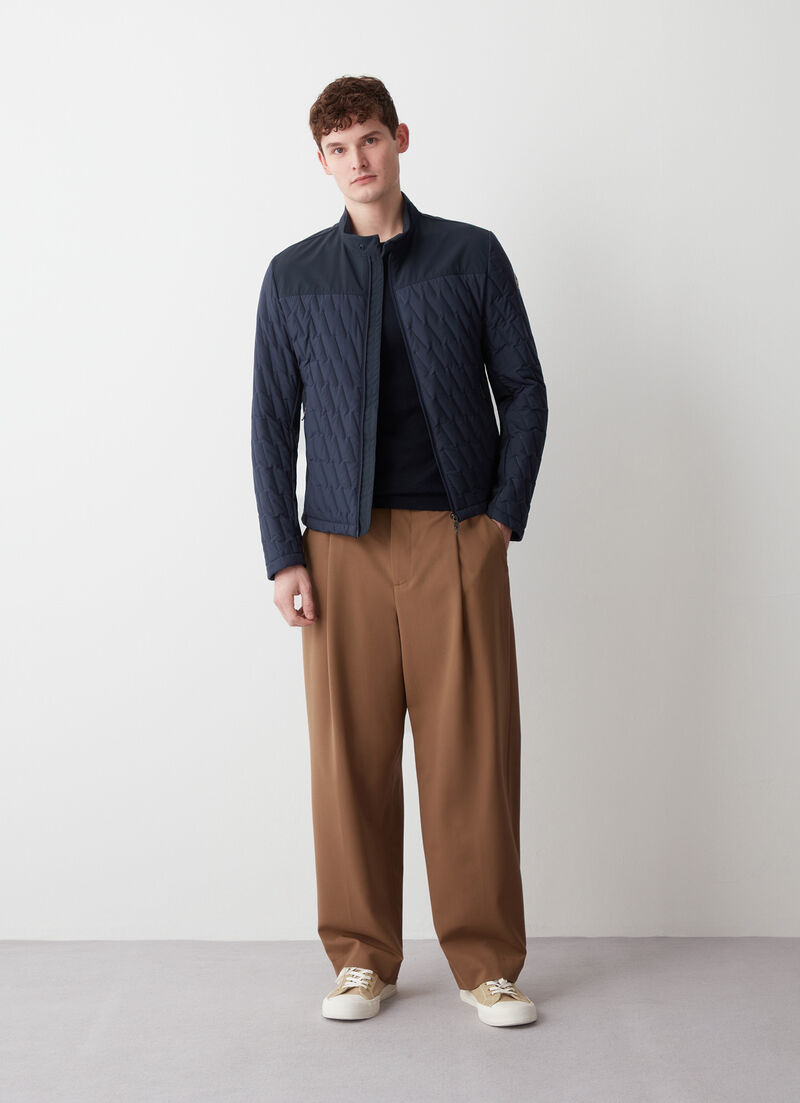 Padded biker jacket with ultrasonic stitching