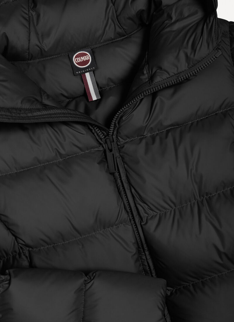 Long matte down jacket with hood