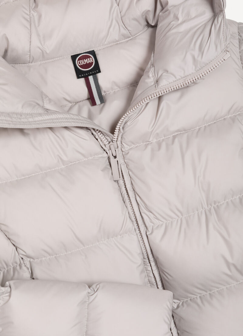 Long matte down jacket with hood