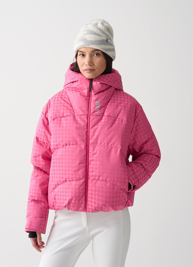 Houndstooth padded ski jacket