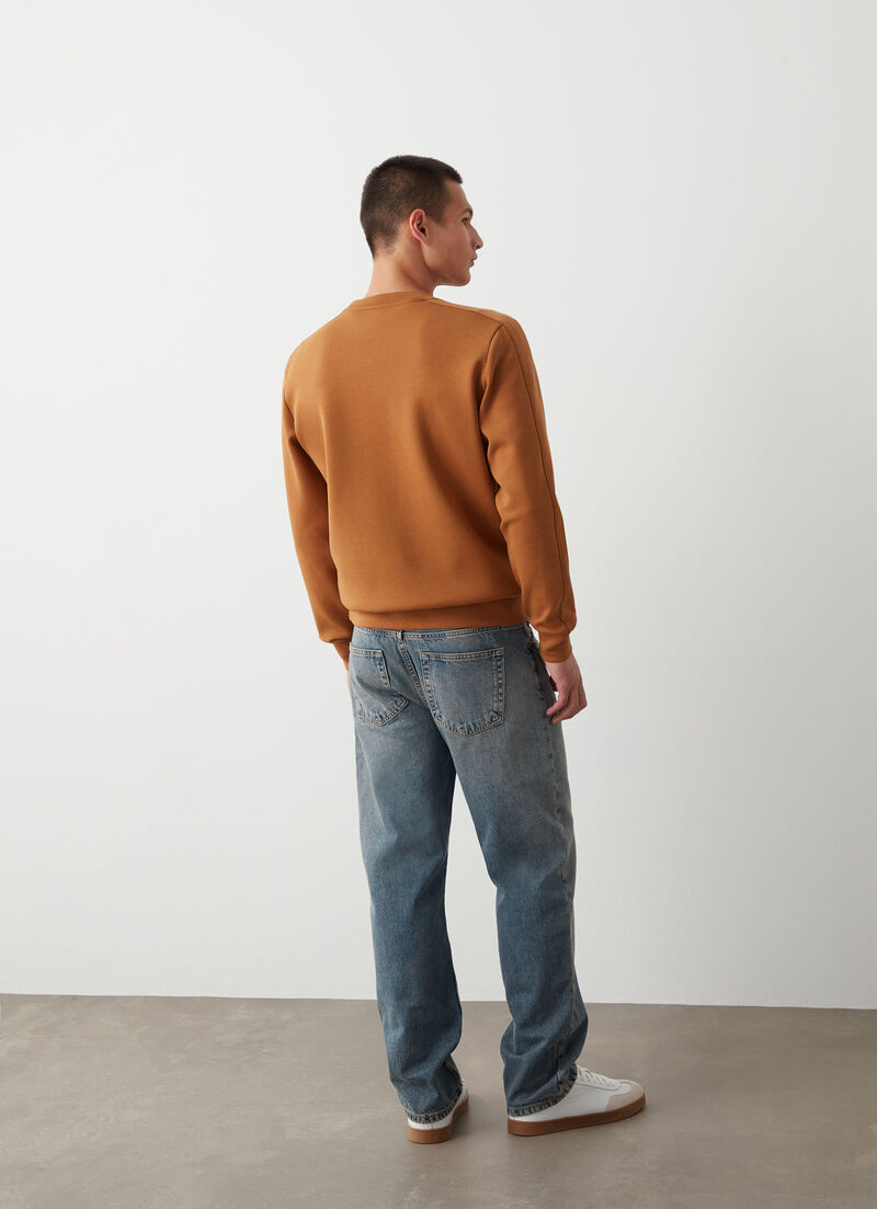 Round-neck sweatshirt with logo tape