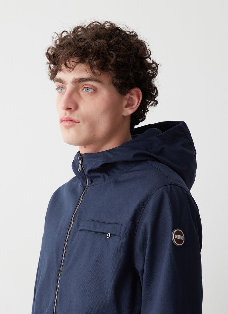 Hooded cotton-look fabric jacket