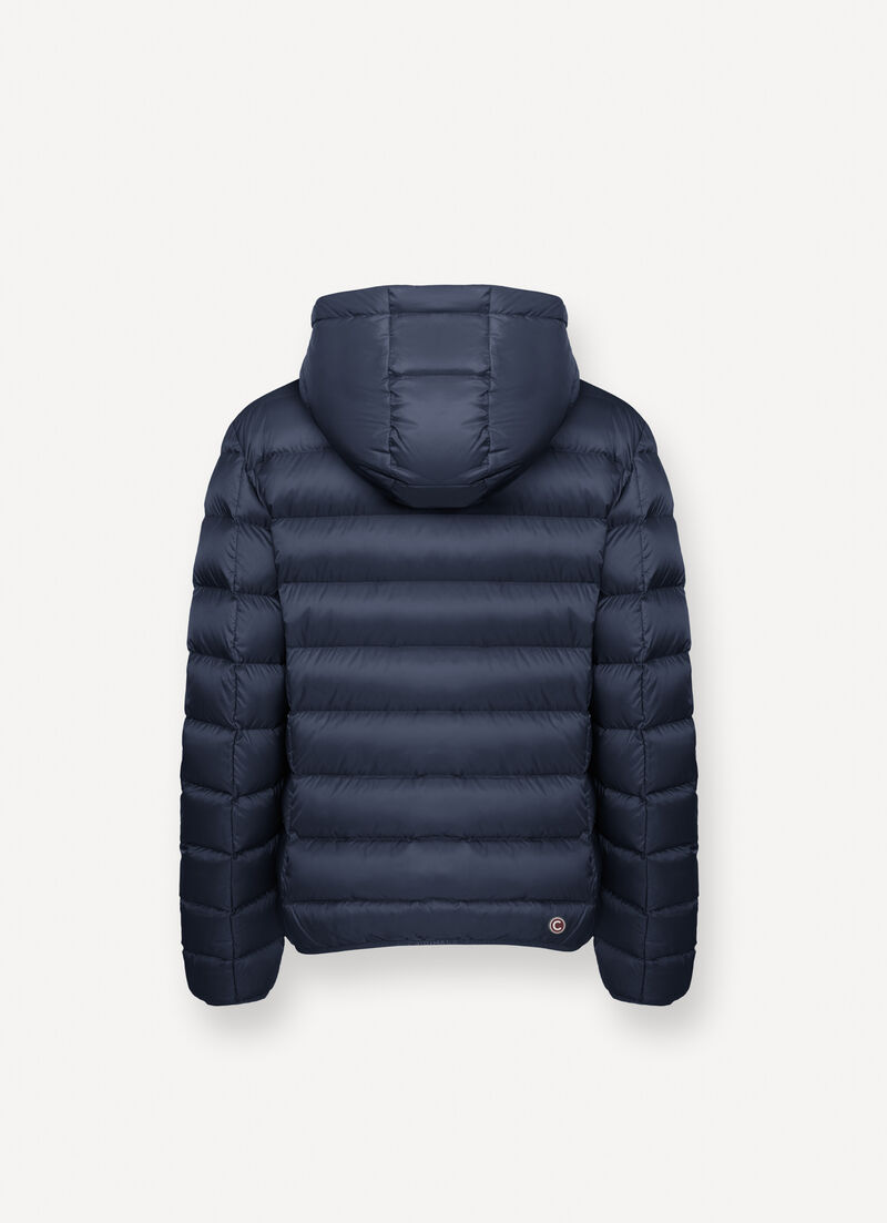 Short down jacket with attached hood