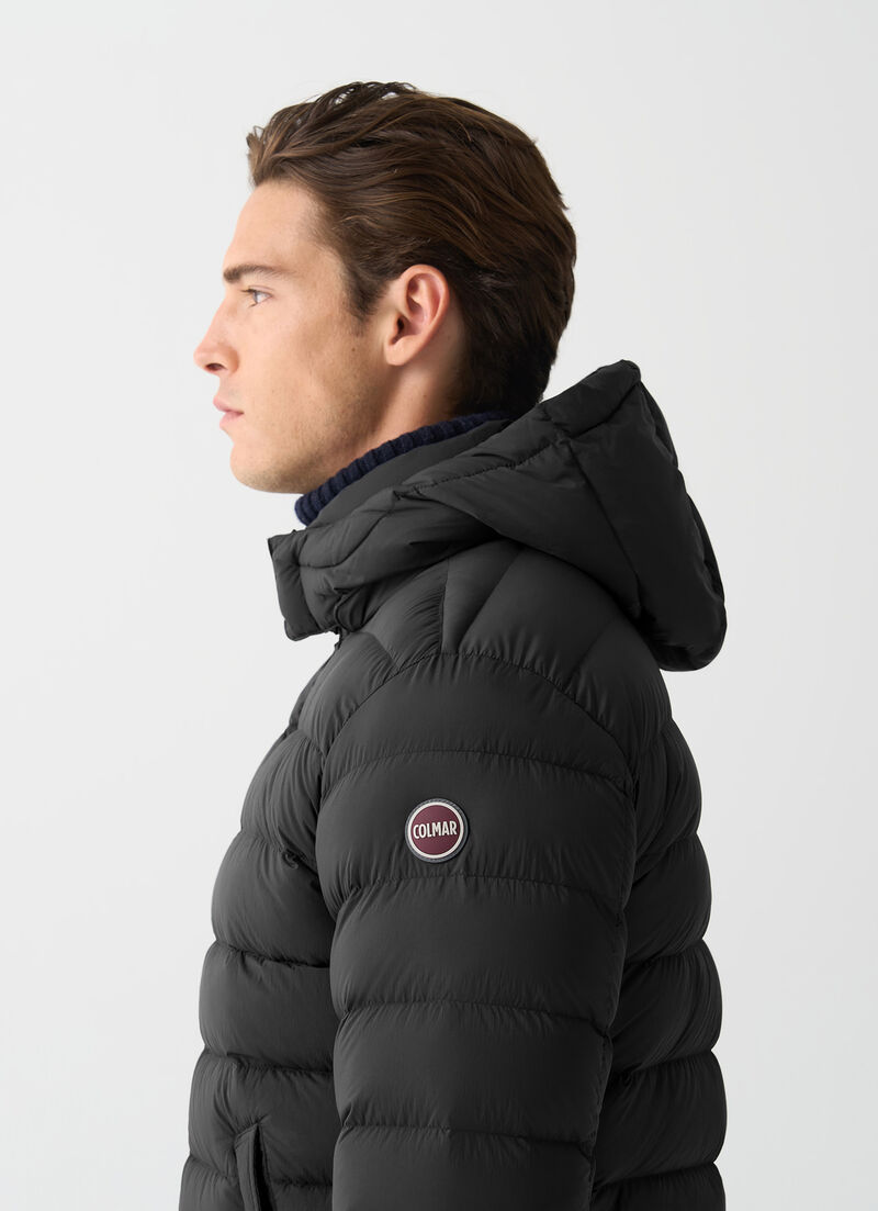 Down jacket with detachable hood