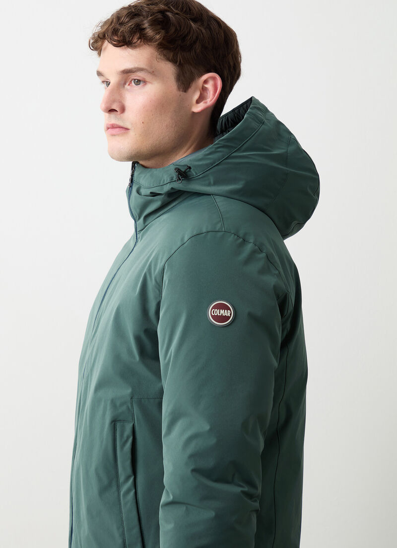 Reversible down jacket with seamless interior