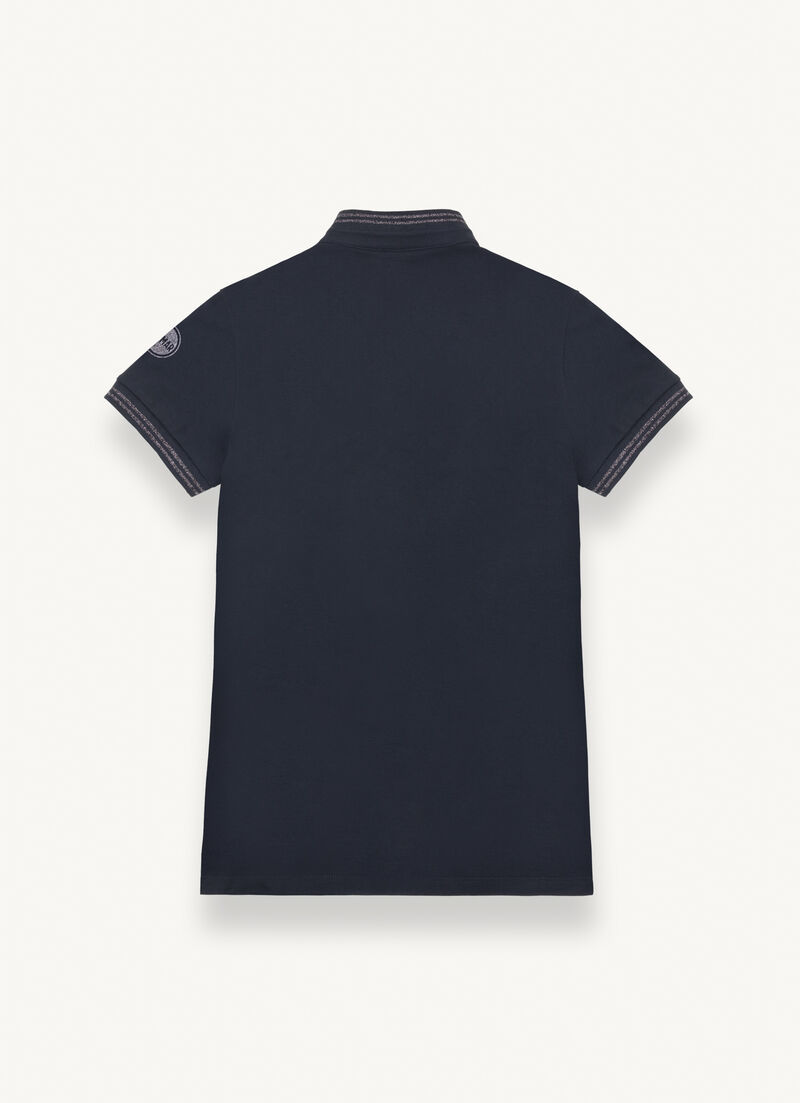 Stretch piqué polo-shirt with ribbed collar