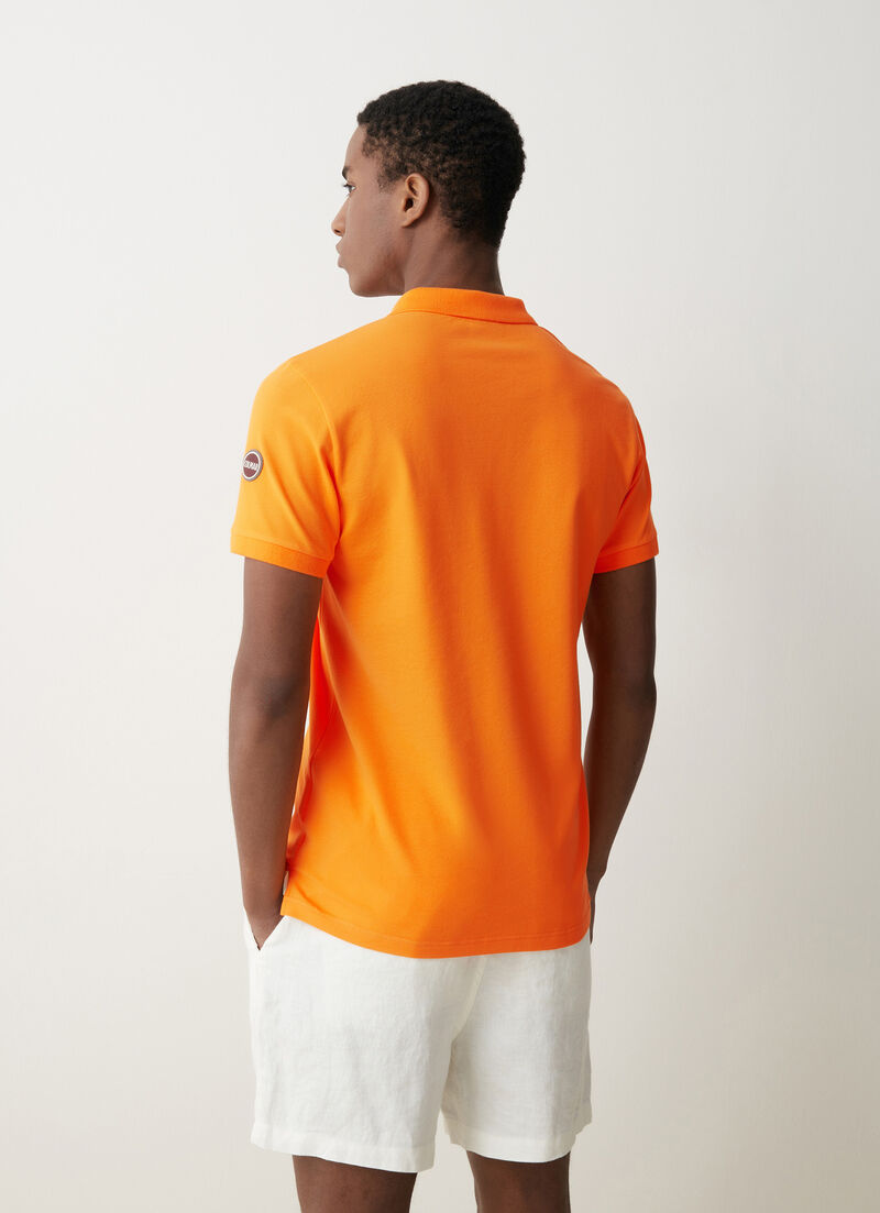 Stretch piqué cotton polo shirt