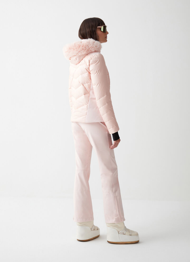 Extra-warm shiny down ski jacket