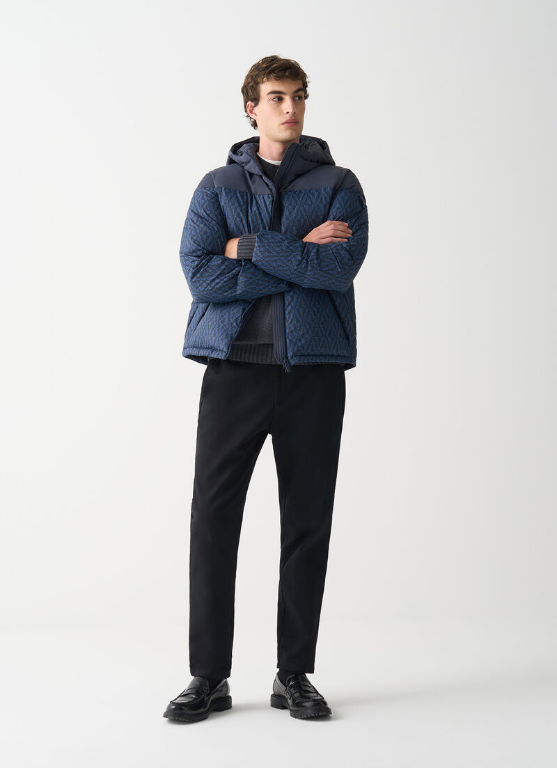 Down jacket with geometric print