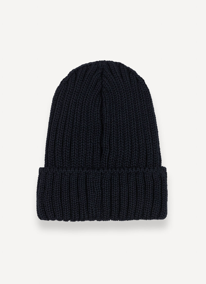 Unisex rib-knit hat with turn-up