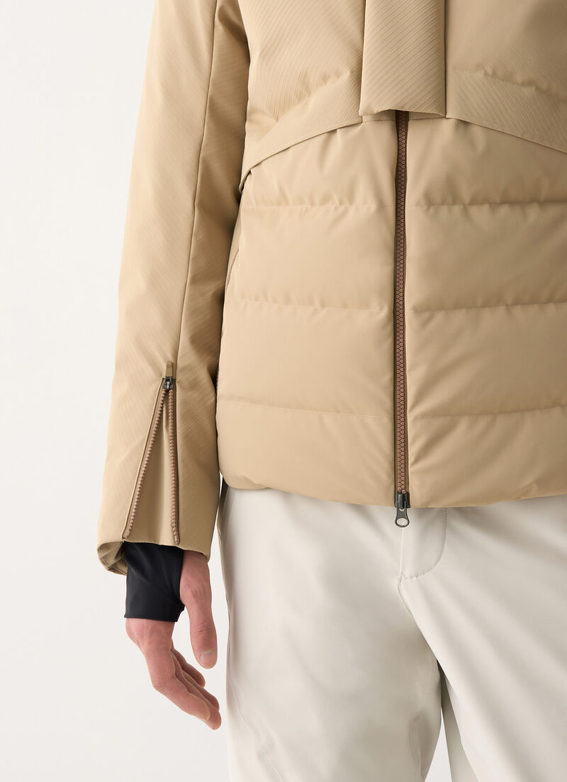 3D-effect padded ski jacket with seamless neck warmer