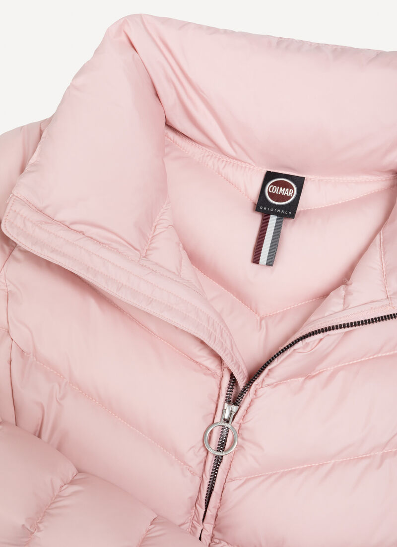 Mate fabric down jacket with high collar