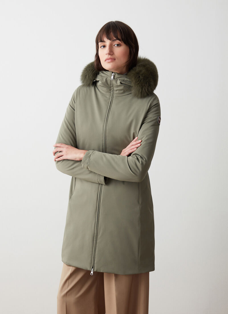 Waterproof down jacket with faux fur