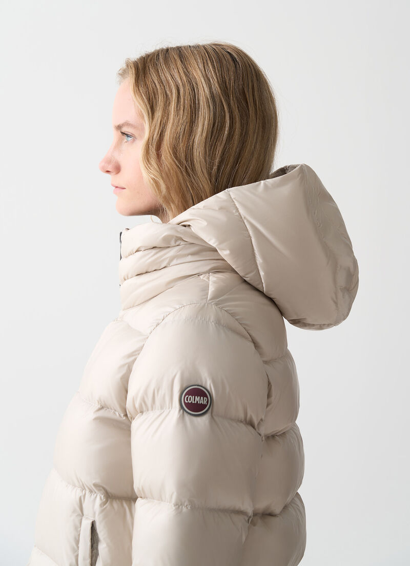 Down jacket with detachable hood