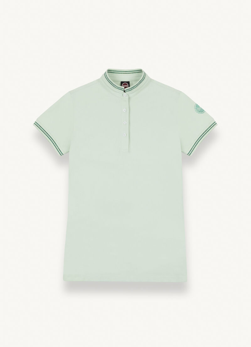 Stretch piqué polo-shirt with ribbed collar