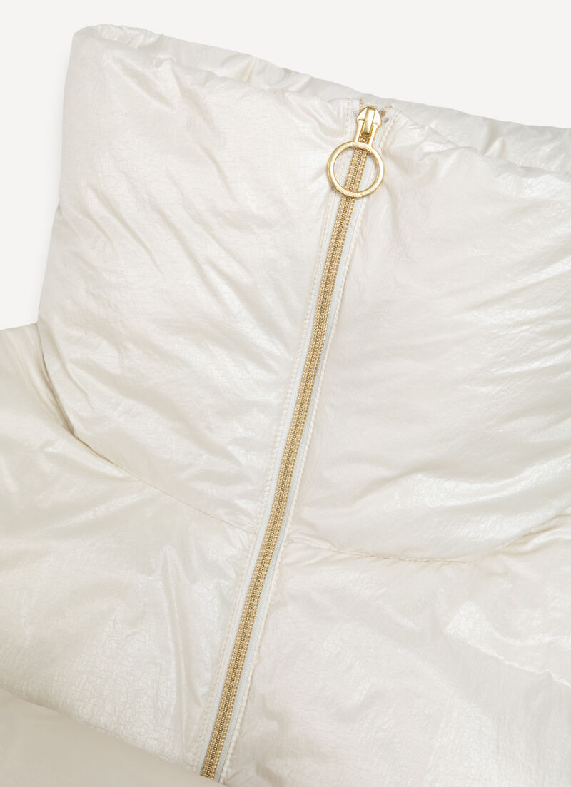 Marbled-effect down jacket with maxi-collar