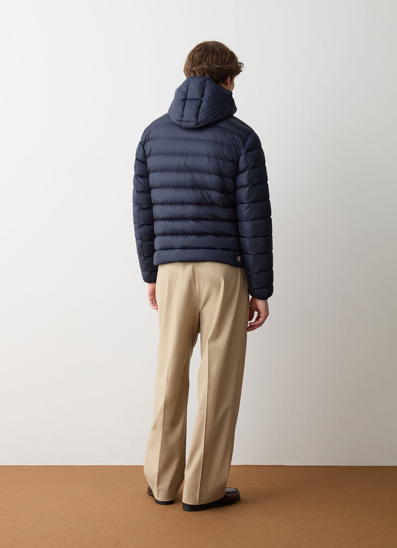 Sporty down jacket with detachable hood