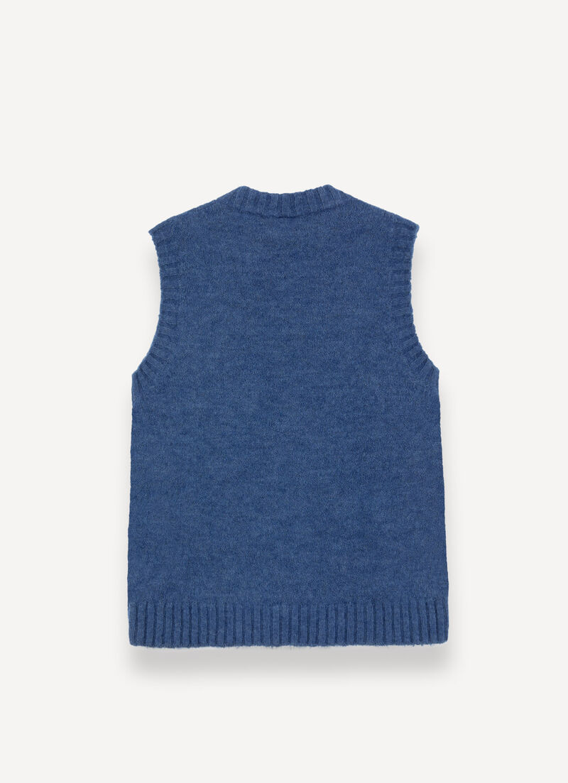 Crew-neck mohair-blend vest