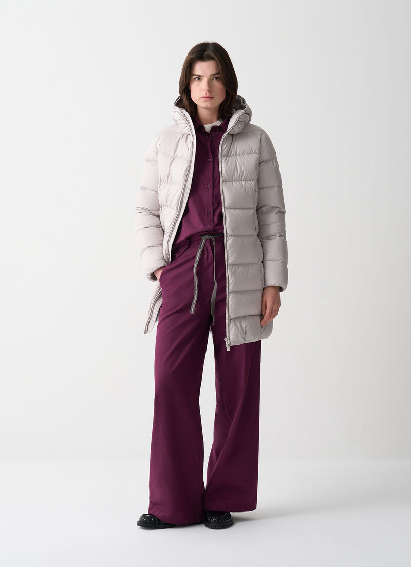 Long matte down jacket with hood