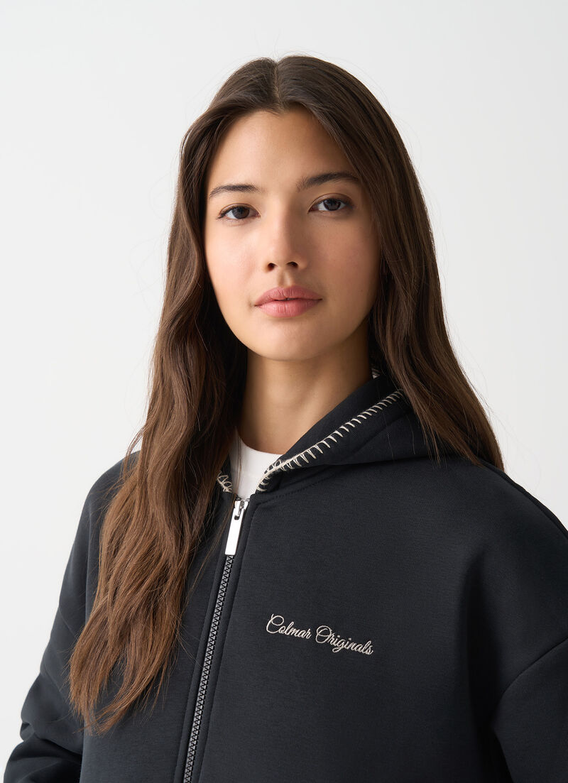 Full-zip sweatshirt with embroidery