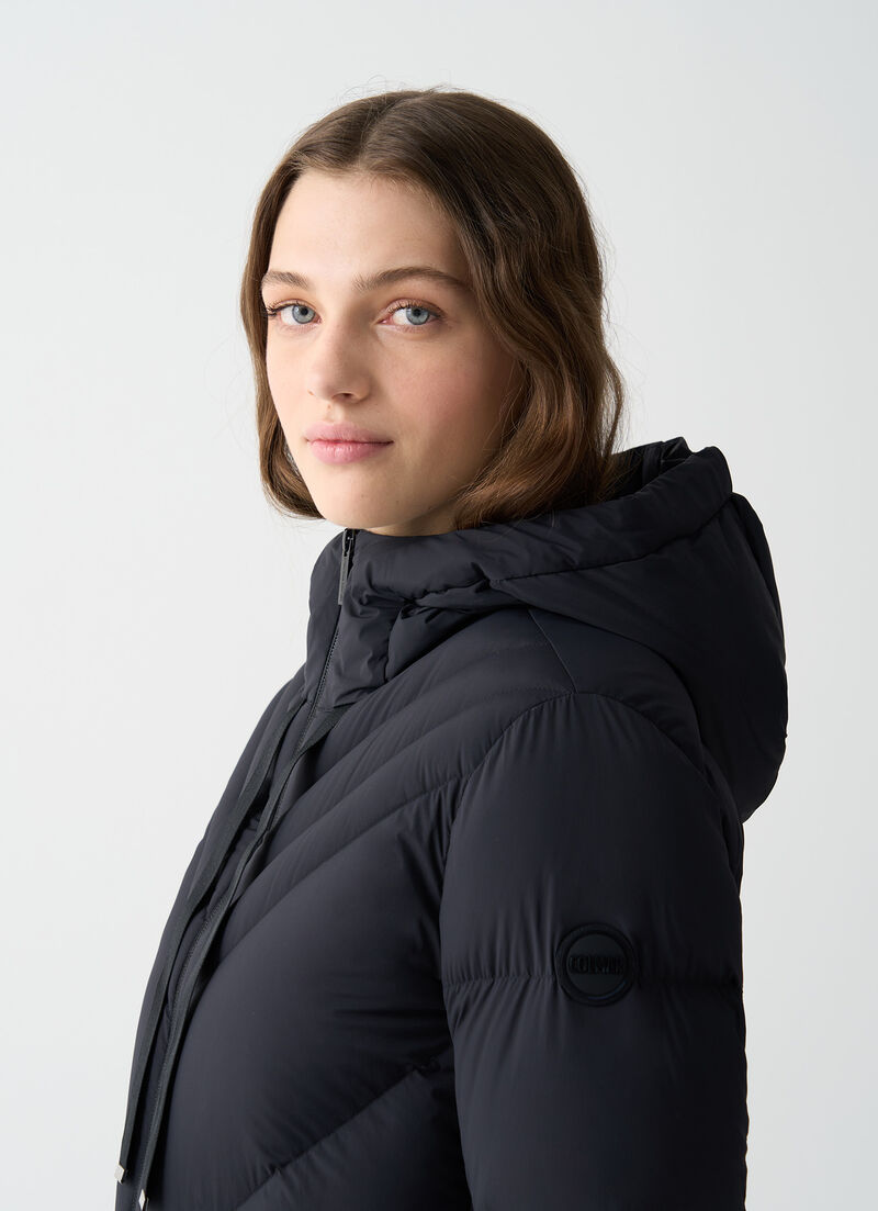 Stretch down jacket with drawstring