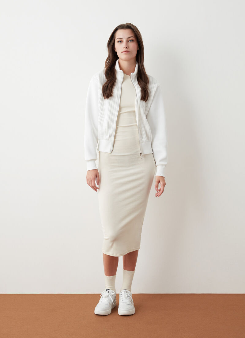 Cable-knit zip-up sweatshirt