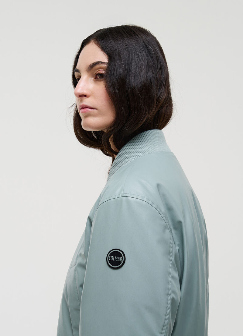 Faux leather bomber jacket