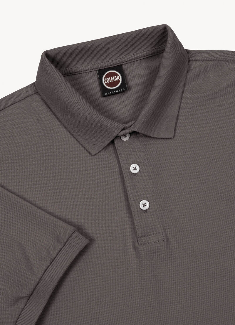 Stretch piqué cotton polo shirt