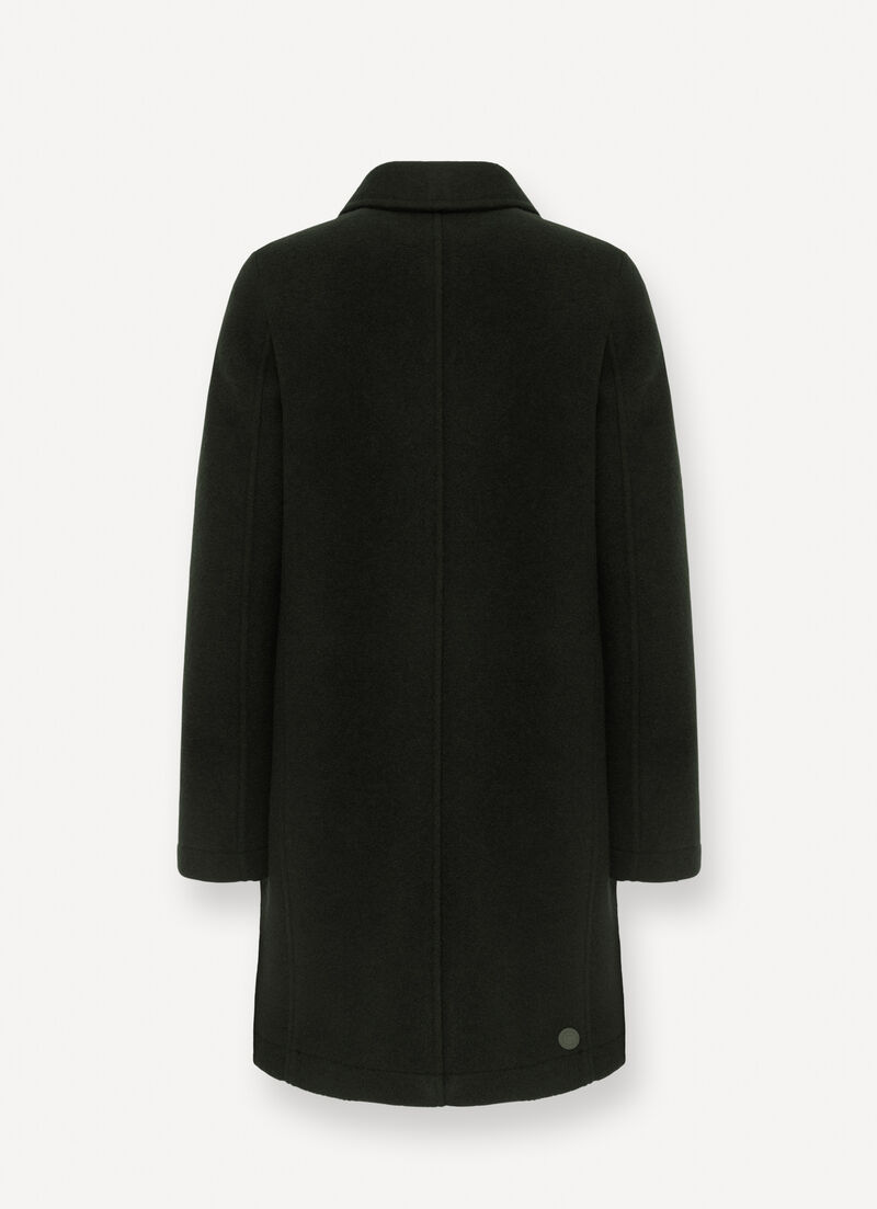 Wool baize coat with zip