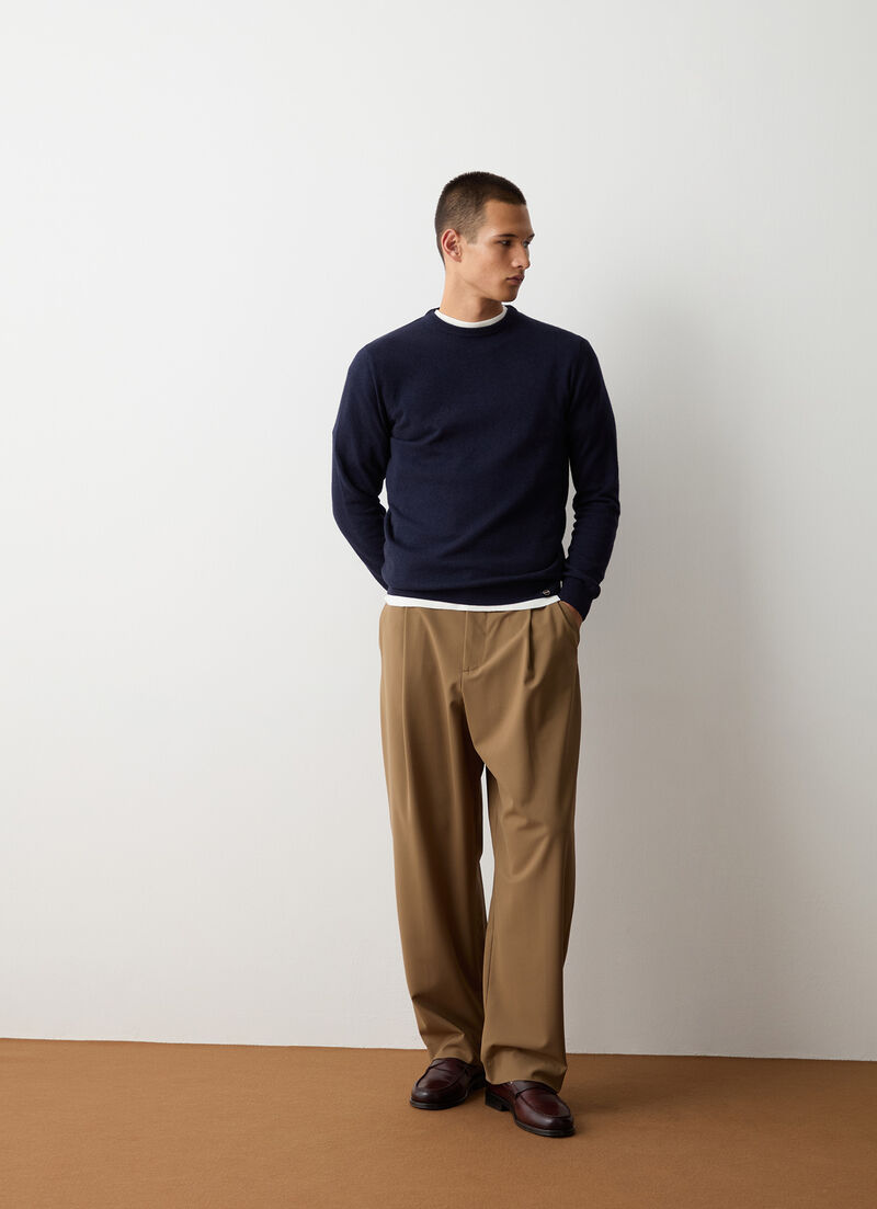 Cashmere-blend stockinette-stitch pullover