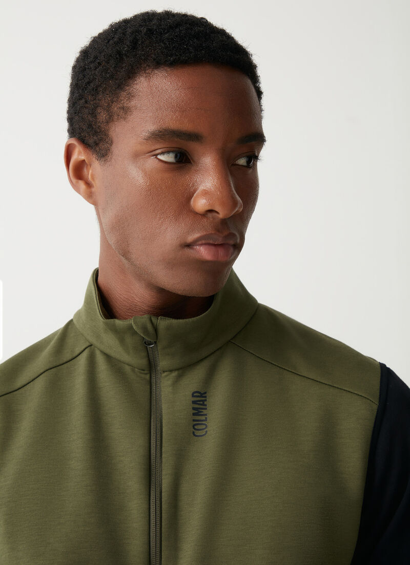 Full-zip stretch interlock vest