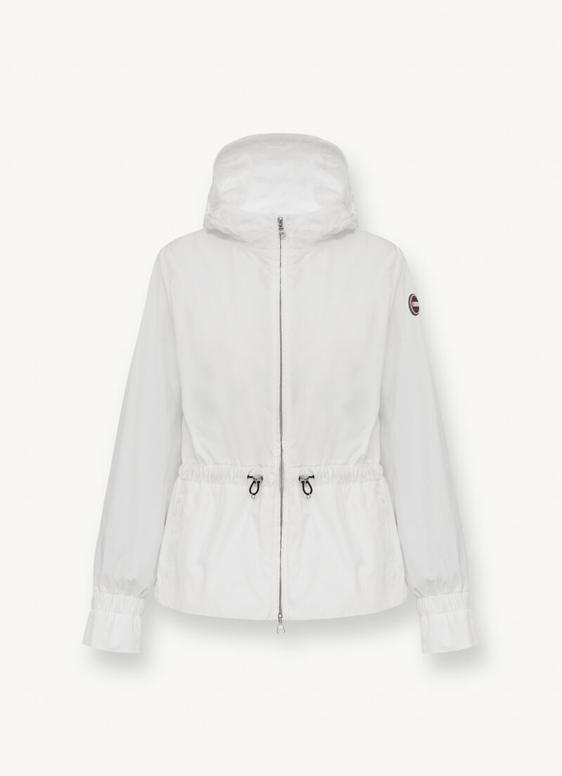 Hooded cotton-look fabric jacket