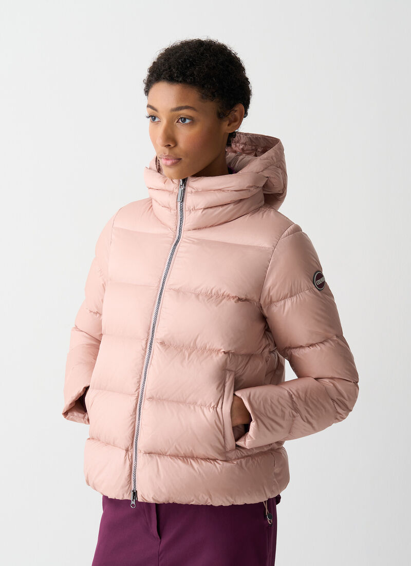 Down jacket with detachable hood