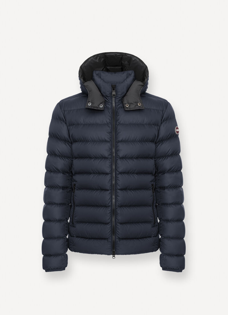 Sporty down jacket with detachable hood
