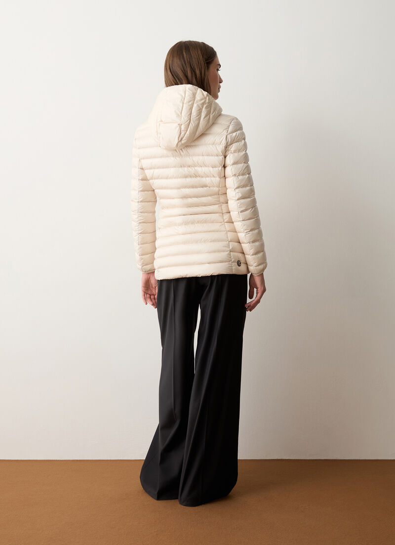 Fitted down jacket with hood