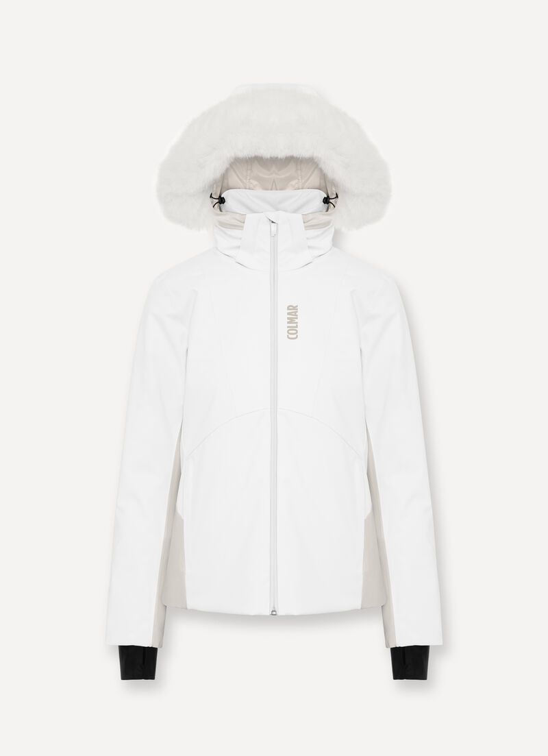Two-tone ski jacket with fur