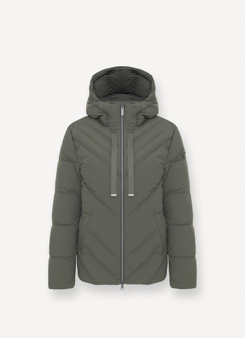 Stretch down jacket with drawstring