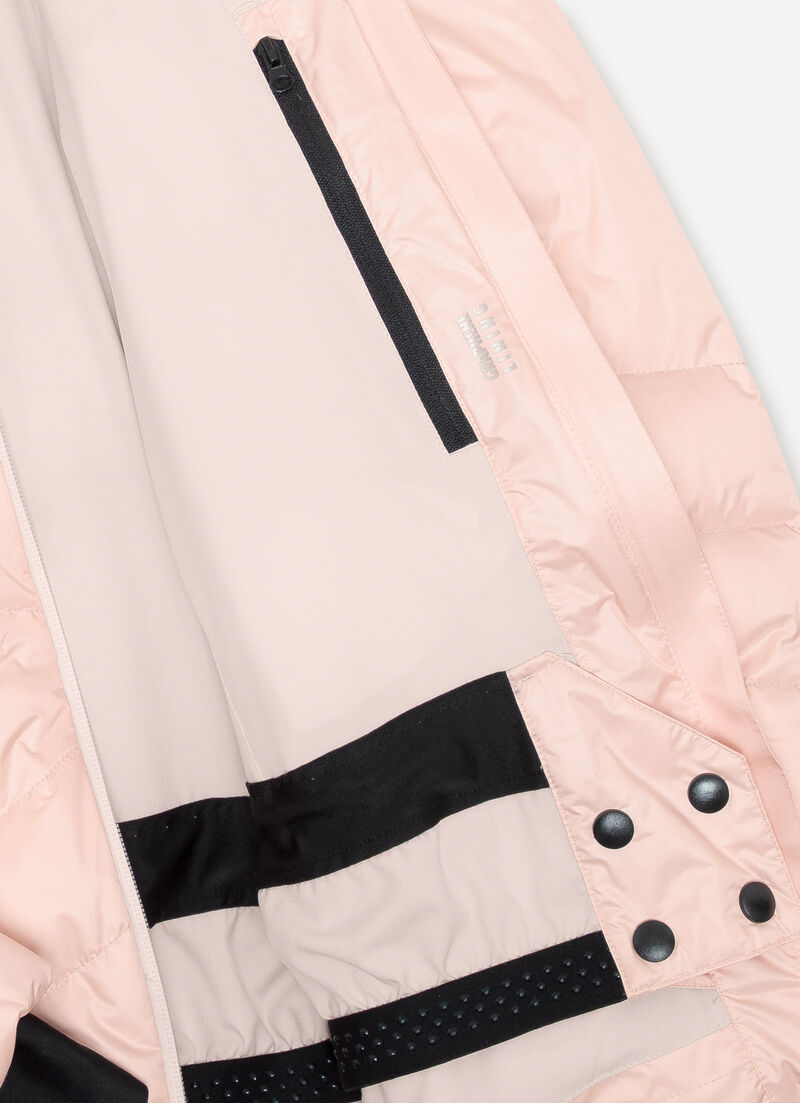 Extra-warm shiny down ski jacket