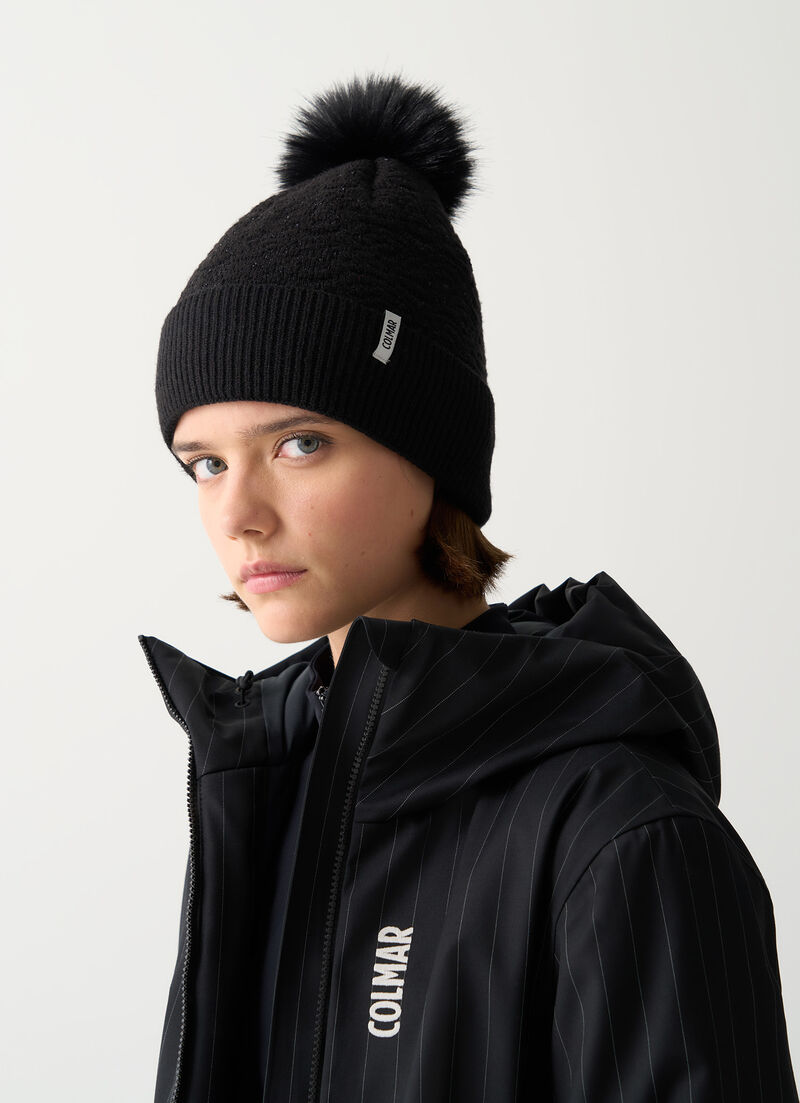 Women's Sparkly cap with pom-pom