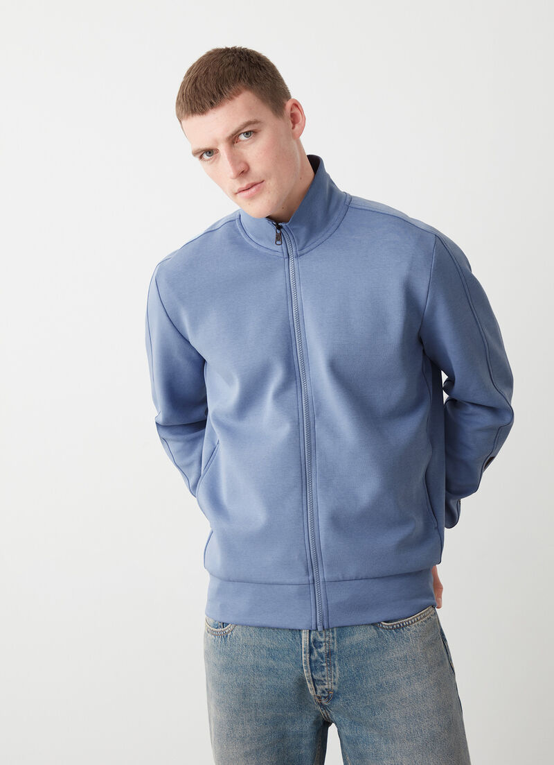 Zip-up sweatshirt with logo tape