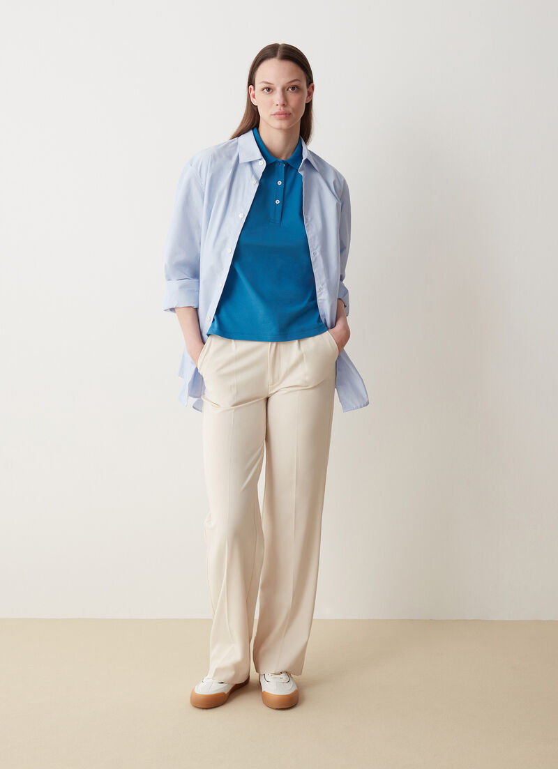 Stretch piqué fabric polo shirt with glitter logo